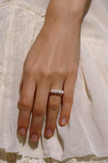 Coastal Light - freshwater pearl ring in stainless steel