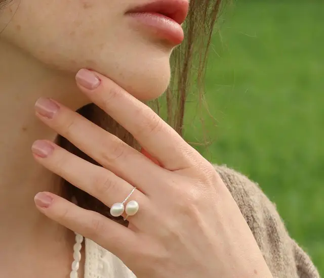 Salted Pearl - freshwater pearl ring in stainless steel