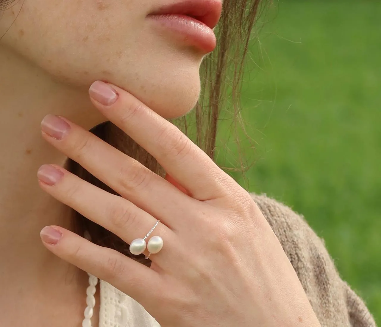 Salted Pearl - freshwater pearl ring in stainless steel