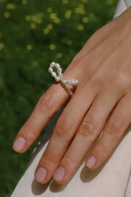 Tidal Glow - freshwater pearl ring in stainless steel